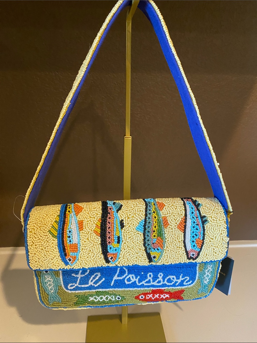 America & Beyond “Le Poisson” Hand-Beaded Shoulder Bag 🎣
